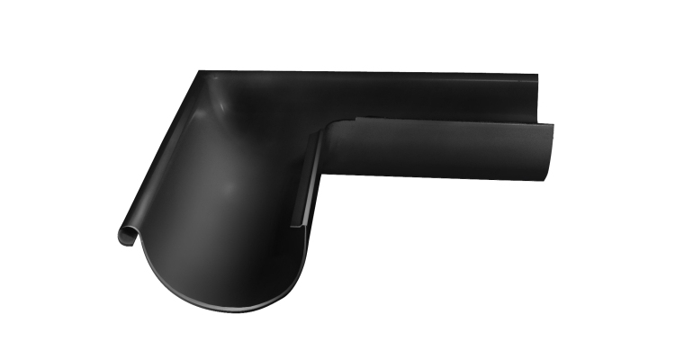 Угол желоба внешний Grand Line PU 90 гр 125 мм RAL 9005 черный