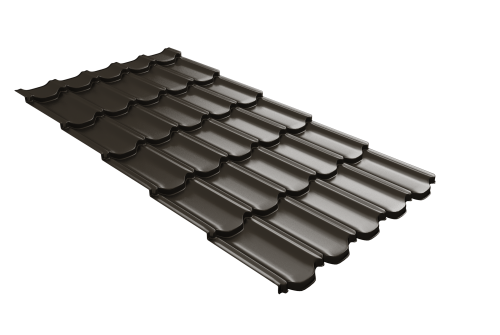 Металлочерепица  квинта плюс Grand Line c 3D резом 0,45 PE-Double RR 32 темно-коричневый