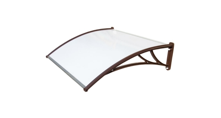 Козырек Krovent из поликарбоната 1500х930х280 молочный (коричневый кронштейн)