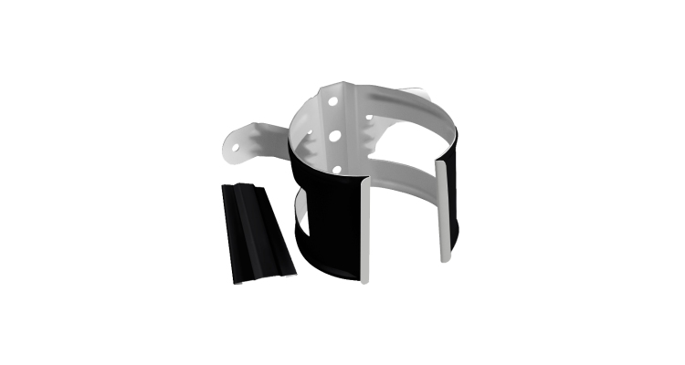 Хомут трубы металлический на дерево GL ПВХ черный (RAL 9005)