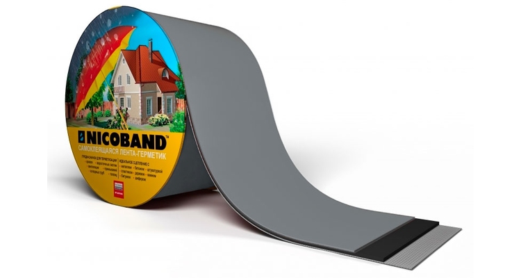 Лента герметизирующая Технониколь Nicoband самоклеящаяся 10мх15см, темно-серая
