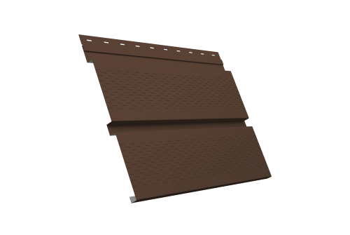 Софит металлический Квадро Брус с перфорацией 0,5 Satin с пленкой RAL 8017 шоколад