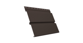 Софит металлический Квадро Брус с перфорацией 0,5 Satin с пленкой RR 32 темно-коричневый