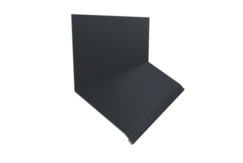 Планка примыкание верхнее к стене фальц 150х130х20 0,5 Satin с пленкой RAL 7024 мокрый асфальт (2м)